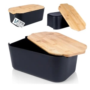 Kutija za hleb bambus 33 x 18,5 x 12 cm crna Vilde 259301 - Img 4