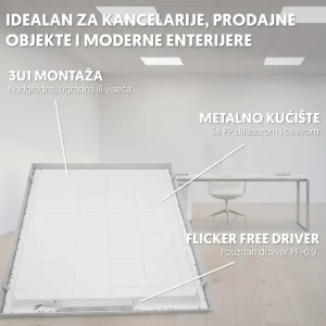 LED panel 2u1 48W, 100lm/W, 6500K, 595x595 Prosto LP6060W-2IN1 - Img 3