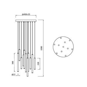 Led visilica Tubular 11x2,8W Trio Lighting 321691131 - Img 4