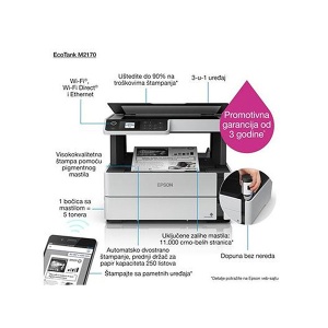 Multifunkcijski inkjet štampač M2170 EcoTank ITS crno-beli Epson WiFi Ethernet A4 3-u-1 duplex - Img 3