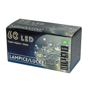 Novogodišnje lampice LED bele 60 komada B-O 52-103000 - Img 2