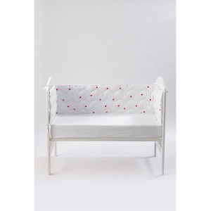 Ogradica za krevetac za bebe 240x38cm crveno srce bela - Img 2
