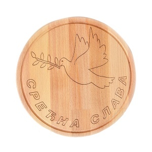 Okrugla drvena daska sa gravurom golub 28cm