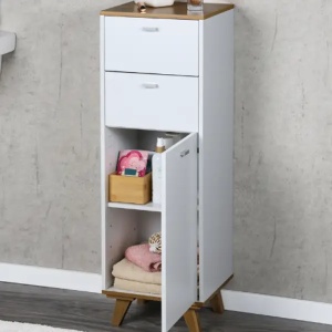 Ormarić sa dve ladice i jednim vratima 32x28x96cm beli lak Kesper KSP15992 - Img 2
