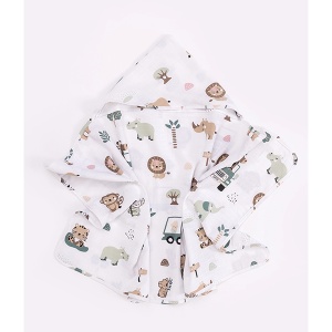 Peškir sa kapuljačom za bebe pamučni muslin 60x120cm Safari