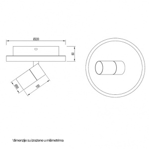 Plafonjera Vesta 477 12W+5W 3000K Crna 201423 - Img 2