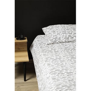 Posteljina Set 2 dela 140x200cm pamuk bela crne pruge