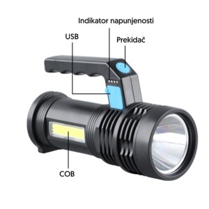 Punjiva LED baterijska lampa 3W Prosto PL8408P - Img 2