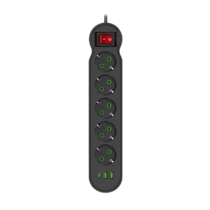 Razvodnik sa 5 mesta 2m 1.5mm2+pr. 2xUSB+tip C Prosto NV554U-2/BK - Img 2