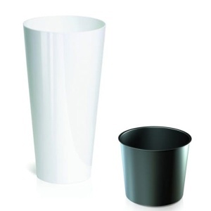 Saksija Tubus Slim Shine 25x48cm Bela Prosperplast PR DTUS250S-S449