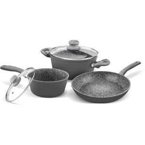 Set šerpi sa poklopcem Lamart LT1177 aluminijum 3 komada sivi - Img 2