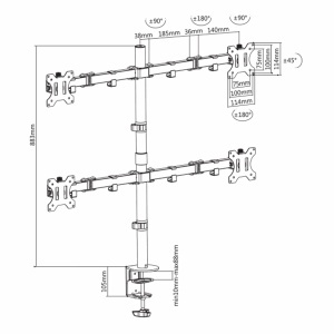 Stoni nosač za 4 monitora LCD-352/4 SBox 559 - Img 2