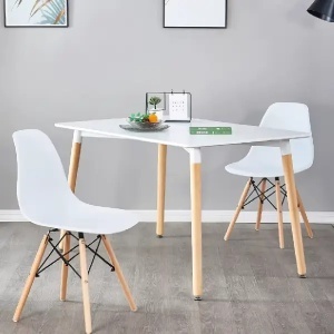 Trpezarijski pravougaoni sto 120x80 cm sa drvenim nogarima beli Lemon 25-KS003 - Img 4