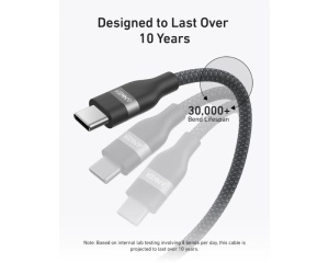 USB Tip-C kabl Anker, 1,8 m, 240W, pleteni, crni - Img 5