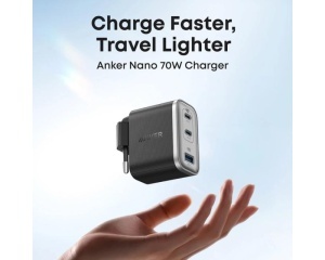 Zidni punjač Nano 70W crni Anker GaN 3 porta - Img 3