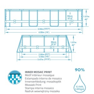 metalna konstrukcija i dimenzije bazena Bestway Power Steel 488x305x107cm