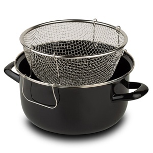 Emajlirana šerpa sa korpom za pomfrit 24 cm i staklenim poklopcem Nava NV10-053-003