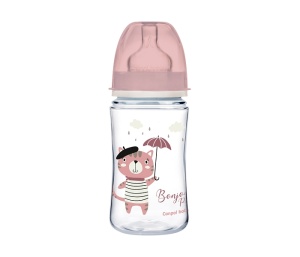 Flašica 240ml Široki Vrat PP Antikolik 3m+ roze Canpol Babies Bonjour Paris 35/232_pin