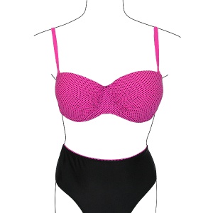 Kupaći kostim dvodelni pink crni tufnice LV-7808
