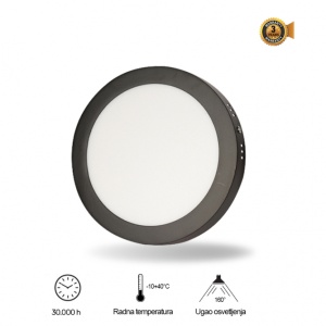 LED panel nadgradni KNC5-18W 6500K crni 202107
