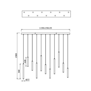 Led visilica Tubular 11x2,8W Trio Lighting 321611132 - Img 2