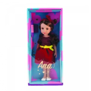 Lutka Ana 38 cm u bordo haljini i poklon kutiji MA58240