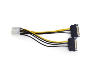 Naponski adapter za grafičku PCI-E 8-pin na 2x SATA crni E-Green
