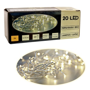 Novogodišnje 20 Led lampice bele B/O 52-101000