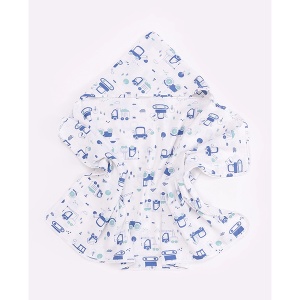 Peškir sa kapuljačom za bebe pamučni muslin 60x120cm Bager plava bela