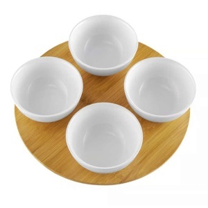 Porcelanski set 4 ovalne činije sa daskom od bambusa Dajar DJ45576 - Img 2