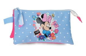 Prazna pernica sa sa 3 pregrade Disney Minnie Flowers 22x12x5cm roze plava