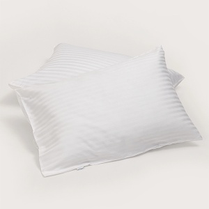 Set 2 jastučnice pamučni damast 50x70cm pruga bela