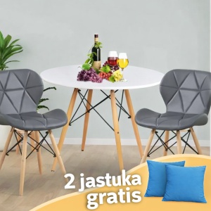 Set 2 trpezarijske plišane stolice i sto Freja sivi Lemon 25-KS012-25-KS001