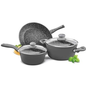 Set šerpi sa poklopcem Lamart LT1177 aluminijum 3 komada sivi