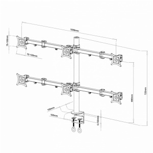 Stoni nosač za 4 monitora LCD 352/6 SBox 434 - Img 2