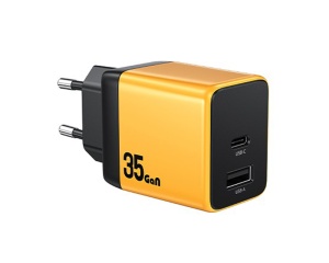 Strujni GaN punjač WeKome WP-U36, 35W, 2 porta, žuti