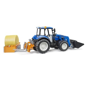 Traktor New Holland T5 sa kašikom i balom 45x12,5x19,5cm Bruder 021870 - Img 3