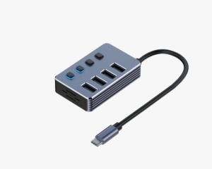 USB Tip-C hub E-Green, 4x USB 3.0 sa prekidačima, crni