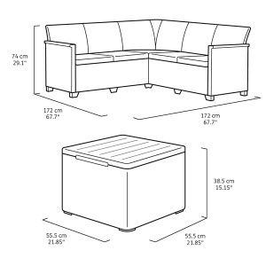 Baštenski set Elodie 5 Seater sa box stolom grafit CU 254097 - Img 3