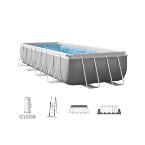 Intex pravougaoni porodični bazen 488x244x107cm sa metalnim okvirom i opremom(pumpa, merdevine, prekrivač, podloga)26792NP