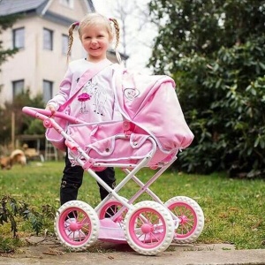 Kolica za lutke Ruby sa torbom i nosiljkom Princess white rose roze Knorrtoys 631382 - Img 4
