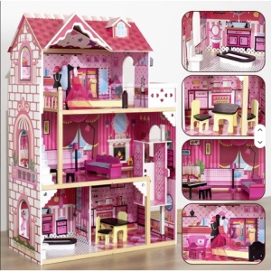 Kućica za lutke sa nameštajem #484 Princess Mansion 80x38x120,5cm roze - Img 3