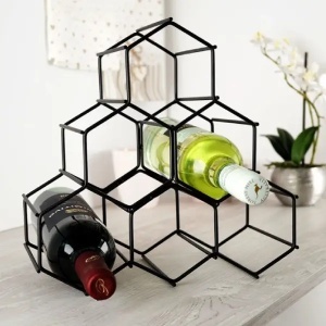 Metalna polica za vino 29,5 x 14,5 x 28,5 cm crna Vilde 229059 - Img 3