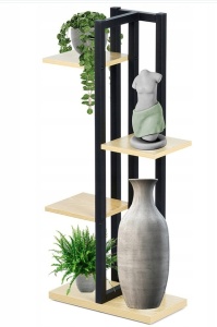 Metalni stalak za cveće Vilde na 4 nivoa 43x23x93 cm crni