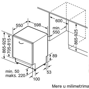 Potpuno ugradna mašina za pranje sudova 60cm XXL Serija 4 Bosch SBH4HCX48E - Img 4