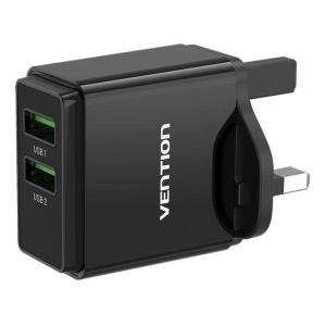 Punjač sa 2 ulaza USB A 18/18W Crni US priključak