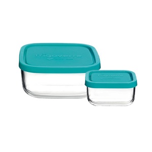 Set 2 posude sa poklopcima Bormioli Frigoverre quadra 15cm + system 10x7cm