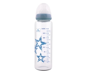 Staklena Flašica 240ml Anti-kolik 0m+ Plave Zvezde Lorelli 10200880004