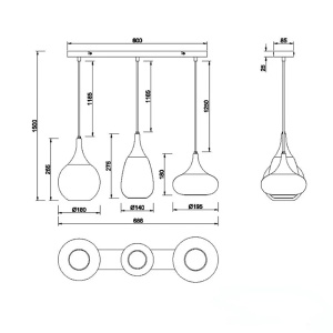 Visilica Lumina 3xE14 Trio Lighting 317000332 - Img 3