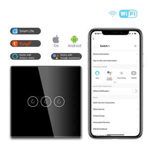 Wi-Fi smart prekidač svetla sa N provodnikom 3x5A WFPS-N03/BK - Img 3
